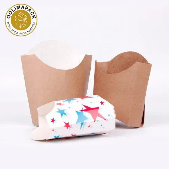 Custom Printed Disposable Paper French Fries Box and Personalized Paper Chips Container