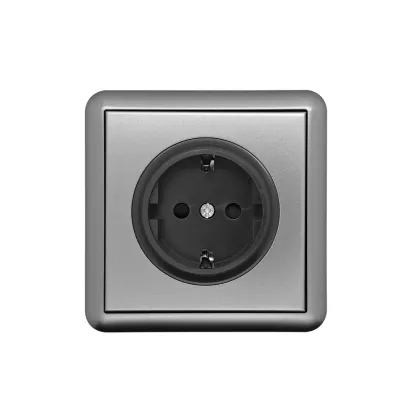 German Metallic Grey Kitchen Schuko Plug 16A Wall Socket