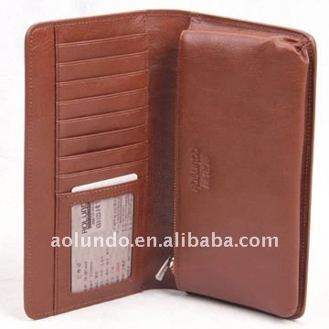 New fashion mens cowhide leather card holder money clip long wallet