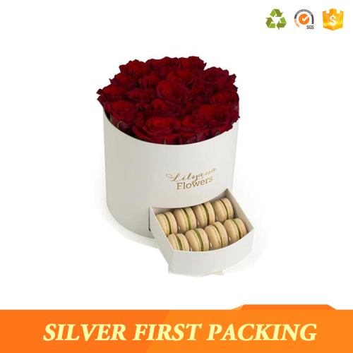 Silver First Wholesale Custom Round Flower Rose Box with drawer