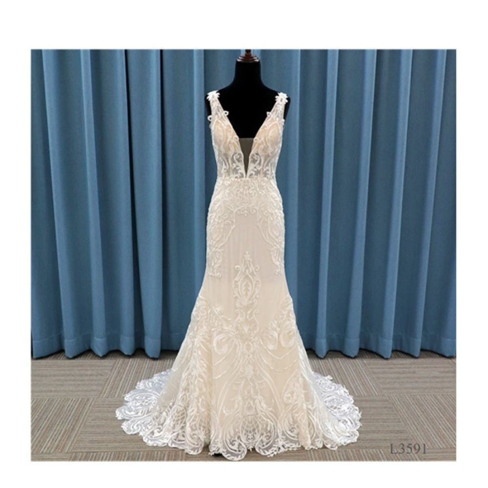 Customized Sexy Backless Latest Design Black Women Mermaid women dresses wedding bridal gown