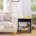 Black Bedroom Bedside Nightstand with Charging Ports