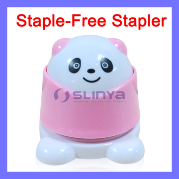 Carton Panda Pig Cube Multi Color 5 Sheet A4 Paper Staple Free Stapler