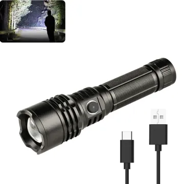 Long-Range 100,000 Lumens USB-C Rechargeable Tactical LED Flashlight with Zoom Function