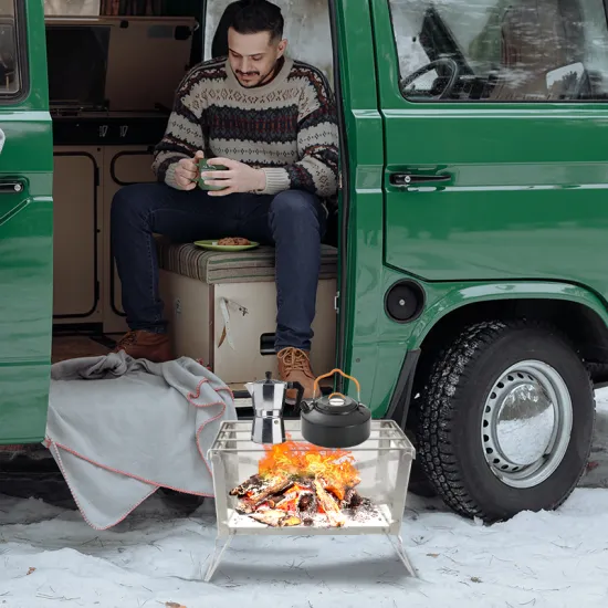 Portable Foldable Stainless Steel Outdoor Fire Pit Mesh Design for Camping and BBQ Grills