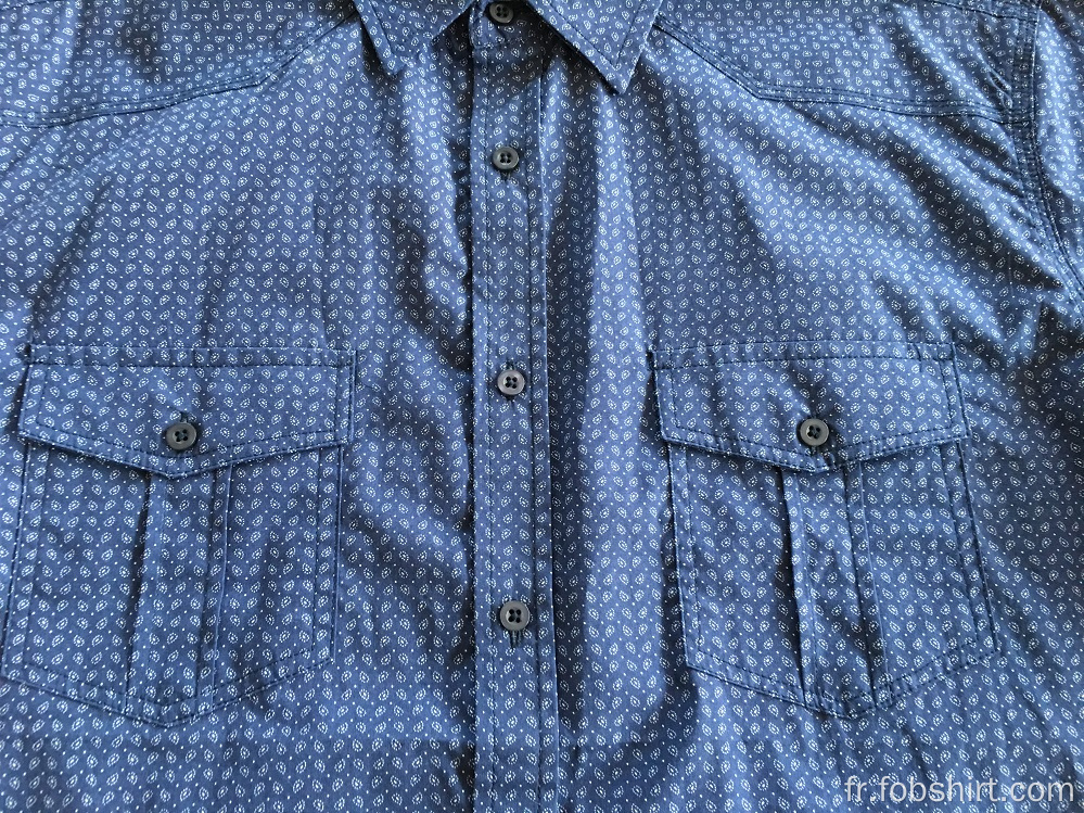 Chemise à manches courtes imprimée bleu marine