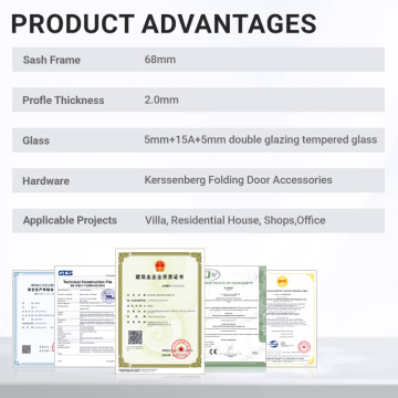 Aluminum Heavy Duty Folding Door Waterproof Tempered Glazing