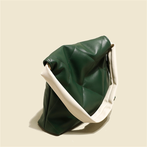 Deep Green Diamond Grid Courier Bag for Women