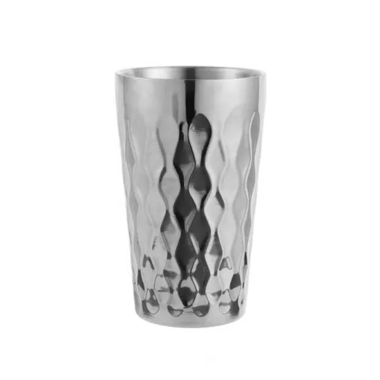 Stainless Steel Pint Glass Cup - Double Wall Hammer Finish 350ml 12oz