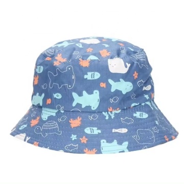 Unisex Kids' Sun Protection Bucket Hat with Cartoon Patterns - Perfect for Beach, Sports & Travel