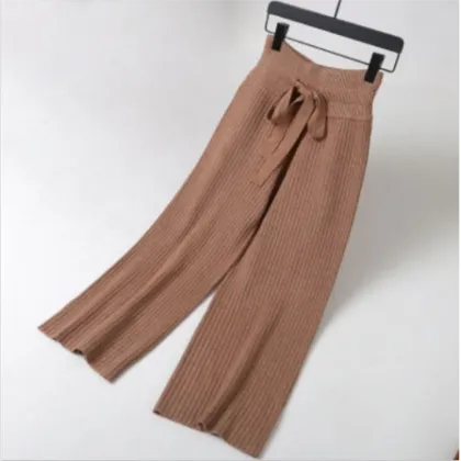 Casual Wide Leg Knit Pants Ladies Pants