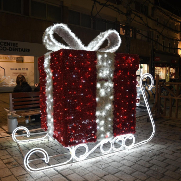 3D Box Motif Light: New Year Shopping Mall Holiday Gift Box