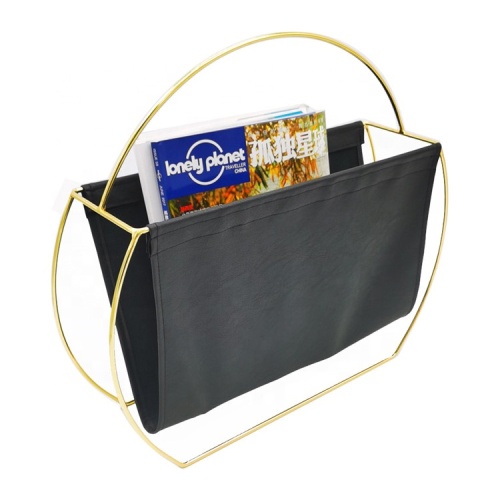 Household Organiser 3 layer newspaper storage rack PU leather bookshelf magazine rack Supplier