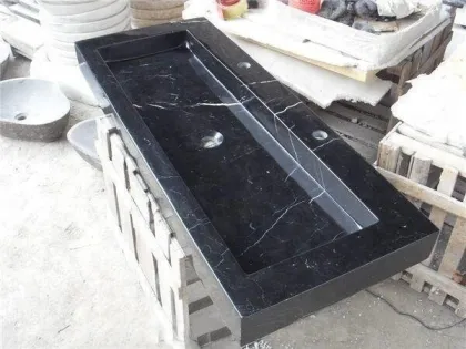 Cheap price natural stone black marble wash basin