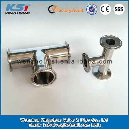 China manufacturer ss304 clamped tee for pipes