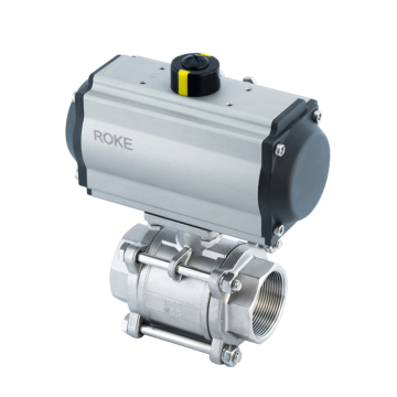 Stainless Steel 3 Piece Pneumatic Female Thread Ball Valve 1000psi