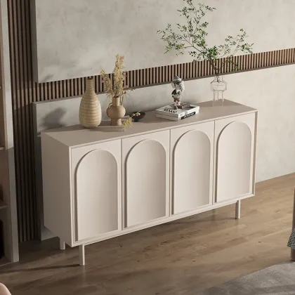 PurelyFeel Wabi-Sabi Wind Porch Cabinet - Cream White Shoe Storage for Living Room