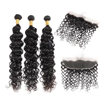 10a 12a 100% brazilian human hair water wave human hair extensions natural wave hair bundles 8-32 inches with 13*4 lace frontal