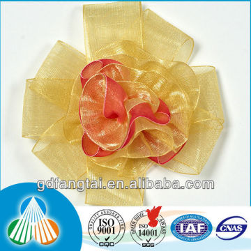 Yellow handmade organza ribbon flower