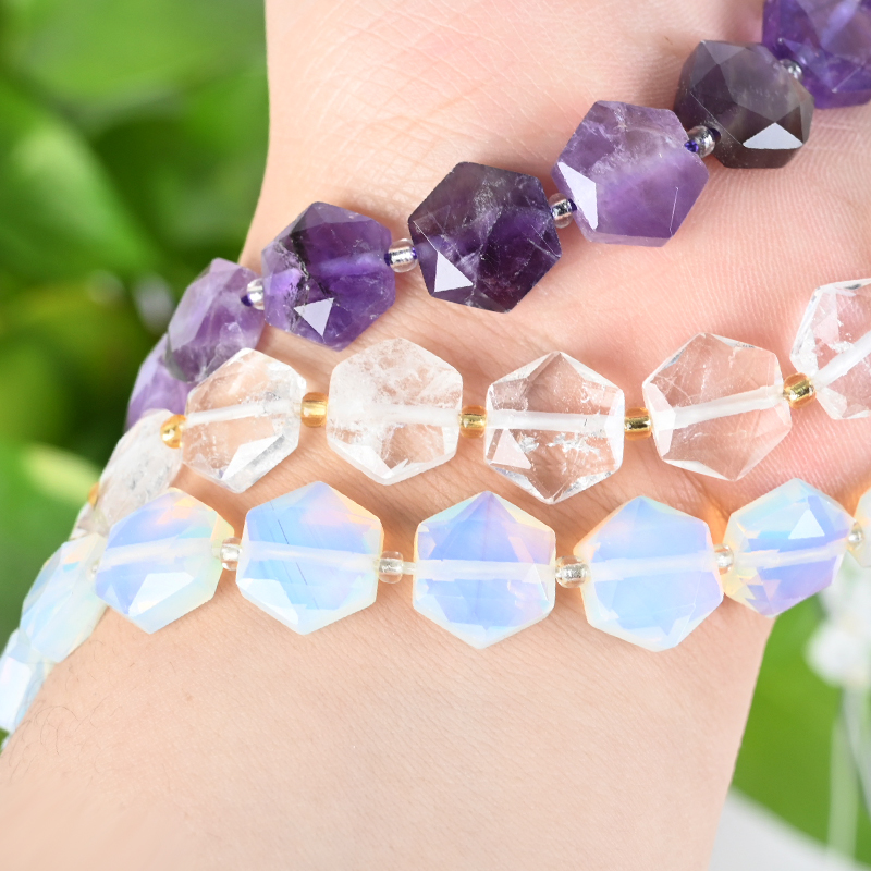 Cuentas de cristal naturales con piedras preciosas facetadas