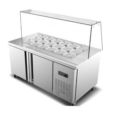 Gewerbliche Glas-Salat-Workbench mit Glas mit Glasbedeckung für Supermarktkalleranwendungen