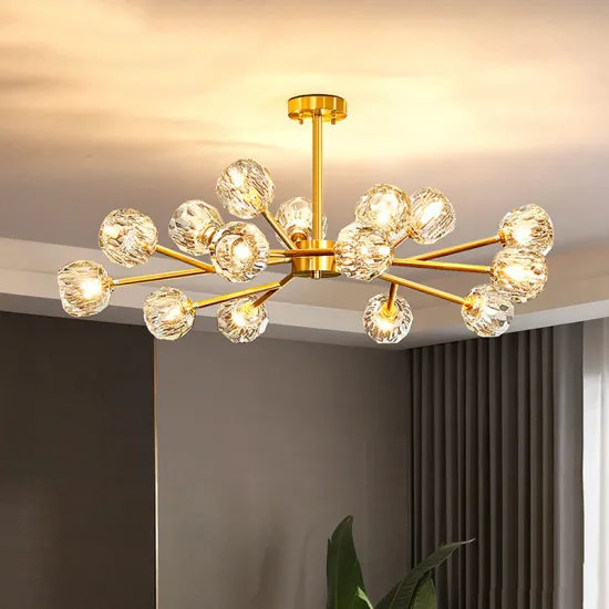 Luxury Gold Glass K9 Crystal Chandelier for Bedroom