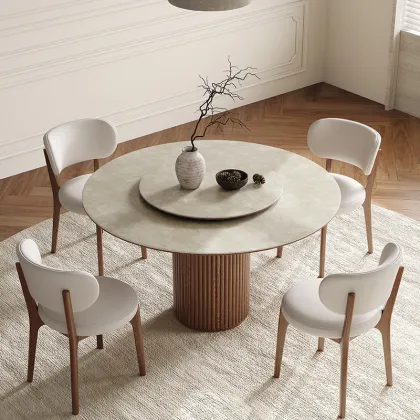 Nordic Retro Solid Wood Dining Table - Modern French Design