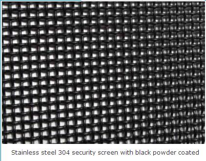 Stainless steel 304 security screen with black powder coated