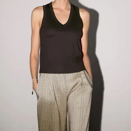 Women's basic casual silk cotton sleeveless vest