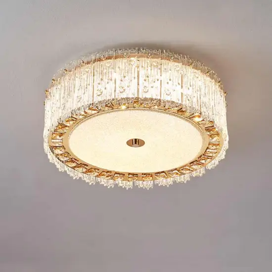Luxury Round Rectangular Gold Crystal Ceiling Lamp: Elegant Decoration for Living Rooms, Dining Rooms, Bedrooms & Hotels
