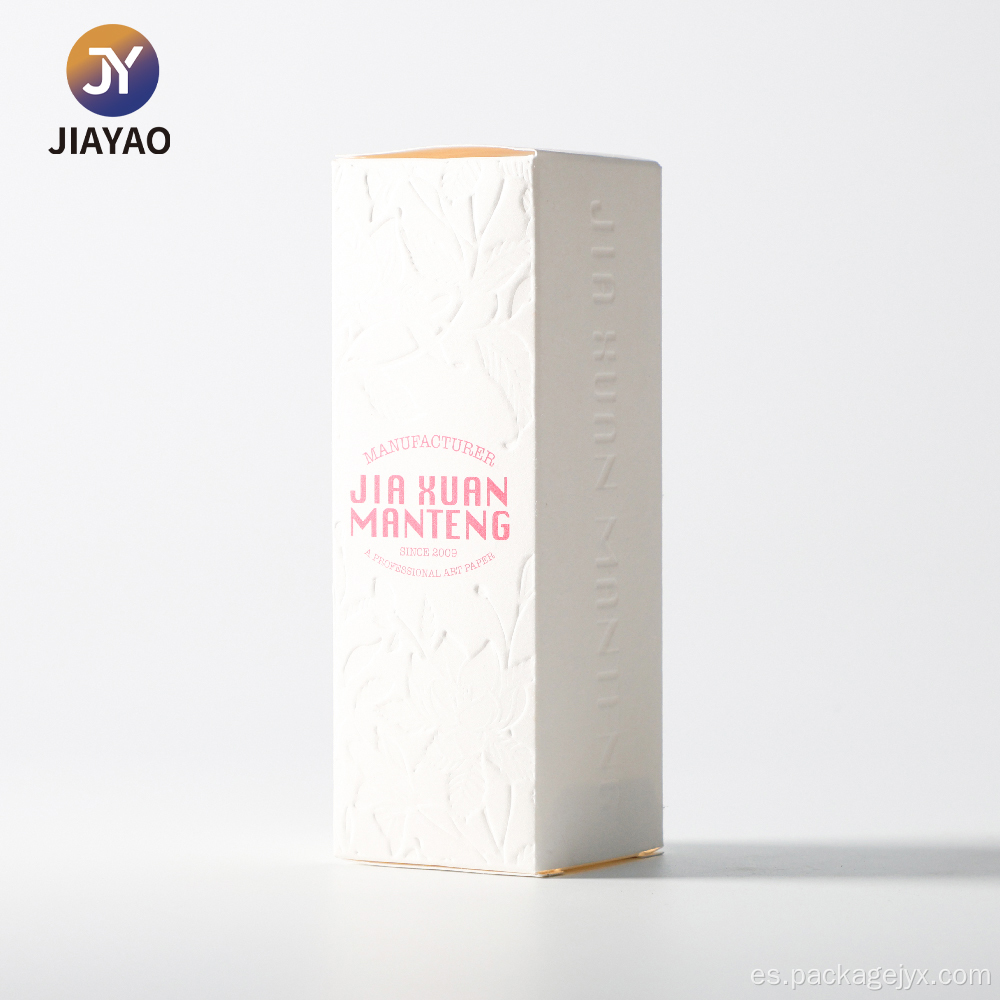 Caja de cartón blanca floral grabada en relieve