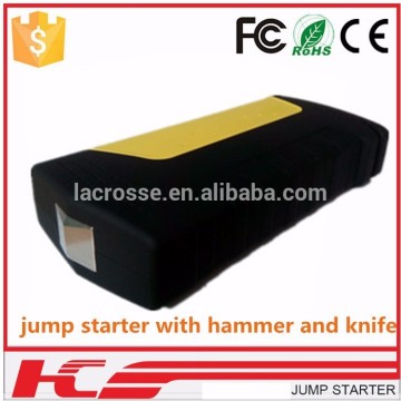 2015 Best portable jump starter with hammer and knife emergency battery operated power supply