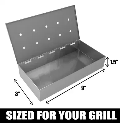 BBQ Accessories Wood Chips Stainless Steel Smoker Box Kit with Hinged Lid