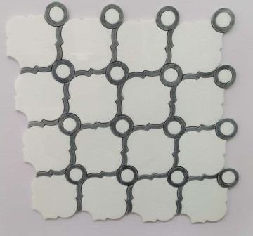 White Mosaic Tile Floor for Bathroom
