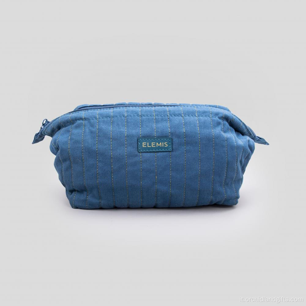 Borsa cosmetica di cotone blu