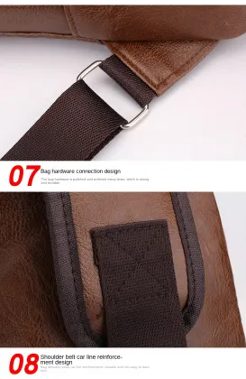 2024 New Korean Men's Soft Leather PU Chest Bag