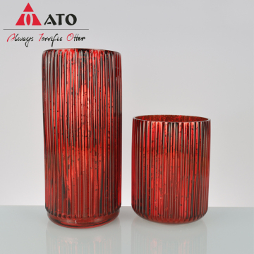 2PCS Red Glass Candle Jar Glass Votive Holder