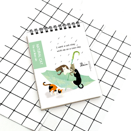 Notebook Notes Rain scene cat A5 vertical spiral coil notebook Factory