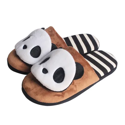 Cheap Soft Cute Panda Cartoon Character fuzzy slippers
