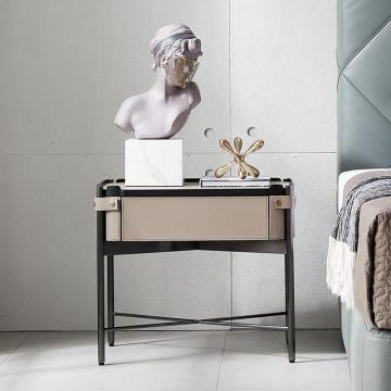 High-End Italian Modern Minimalist Leather Nightstand