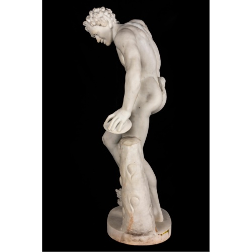 Hand-Carved White Marble Discus Thrower Statue