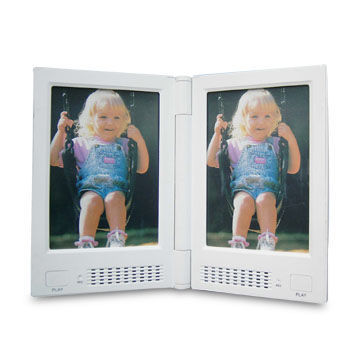 Novelty folio type photo picture frame with a 9s voice message, can hold 6*4-inch photo