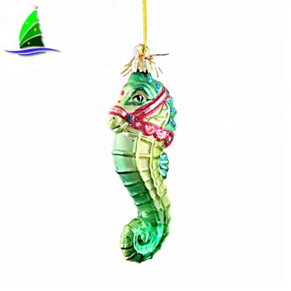 Handicraft Figurine Colorful tropic Seahorse Blown Glass Ocean Artware Animal Ornament Aquarium Decorations (Color May Vary)