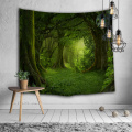 Tree Forest Tapestry Wall Hanging Tree Pole Trunk Nature Green Wall Tapestry Home Decor