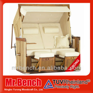 2 Seated folding wooden beach basket chair