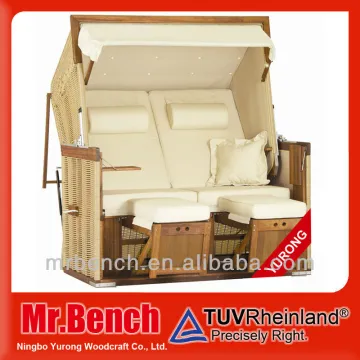 2 Seated folding wooden beach basket chair