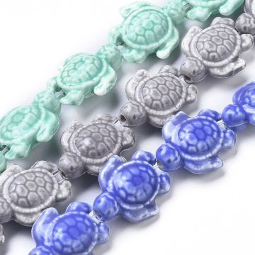 PandaHall 15mm Handmade Tortoise Bright Glazed Porcelain Beads: Unique Crafted Jewelry Components