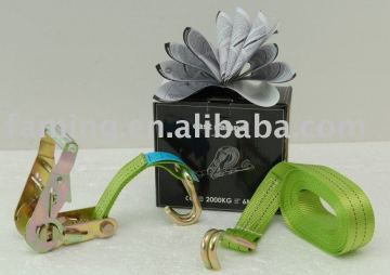 38mm x 4.5m polyester webbing tie down with double J hooks