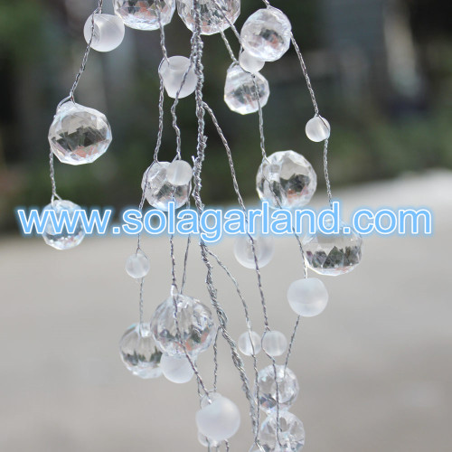 Branche de perles de diamant à facettes en fil de guirlande de perles de givre