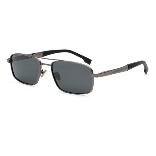 Double Bridge Rectangular Metal Pilot Sunglasses Men